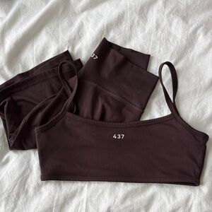 437 Ribbed Strap Bralette & Shorts  in Deep Brown